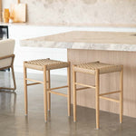Oak and Woven Cord Counter Stool