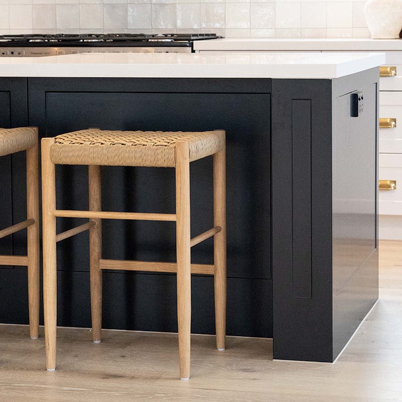 Oak and Woven Cord Counter Stool