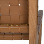 Teak and Woven Leather Counter Stool with Back | Tan
