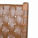 Teak and Woven Leather Counter Stool with Back | Tan
