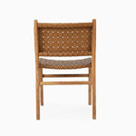 Teak and Woven Leather Dining Chair | Tan