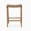Teak and Leather Counter Stool | Tan