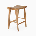 Teak and Leather Counter Stool | Tan
