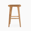Teak and Leather Counter Stool | Tan