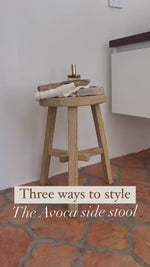 Avoca Rustic Wooden Stool/Side Table