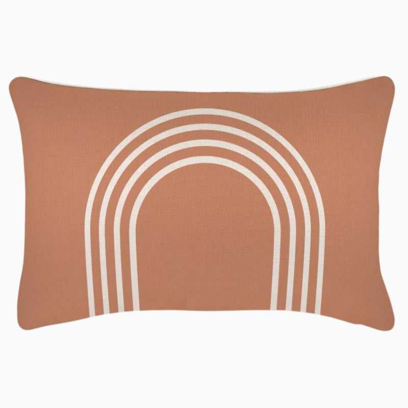 indoor outdoor cushion terracotta with oatmeal arch