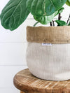 basketweave hessian fabric pot plant bag closeup