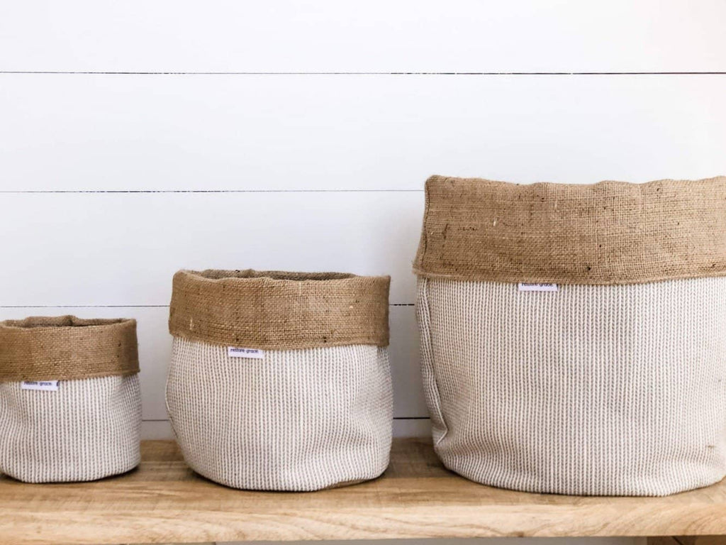 basketweave hessian fabric pot plant bag small and large