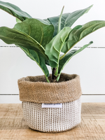 Pot plant cover | Basket weave and hessian