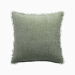 sea green fringed linen cushion