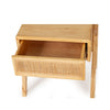 Cedar and rattan single drawer bedside table