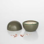 olive green ceramic orb candle 