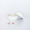white ceramic orb scented candle