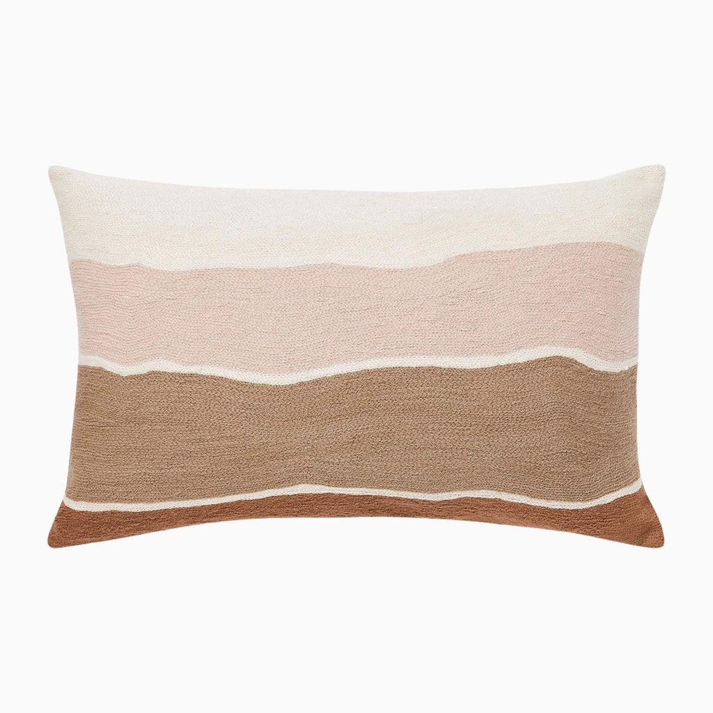embroidered cushion ivory nude brown front view