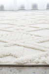 Diamond Detail Textured Floor Rug | White