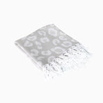 soft grey leopard print Turkish cotton towel