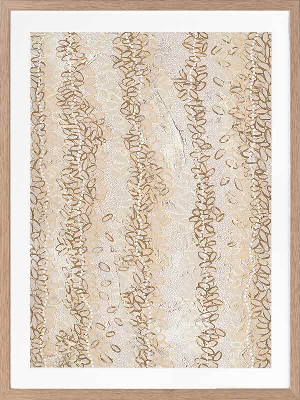 art-print-indigenous-blush-taupe-beige-oak-frame