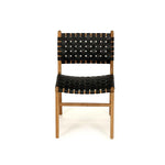 Teak and Woven Leather Dining Chair | Black