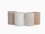 Lined pillar candles four colours