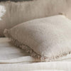fringed linen cushion natural
