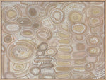 Australian indigenous art canvas neutral tones oak frame