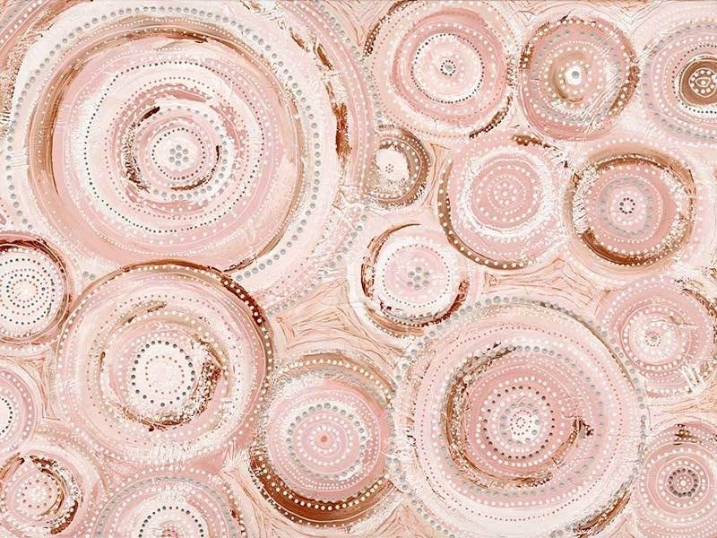 Australian indigenous art canvas pink nude, beige