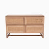 Oak and rattan chest of drawers