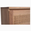 Oak and rattan chest of drawers closeup 