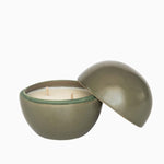 olive green ceramic orb candle 