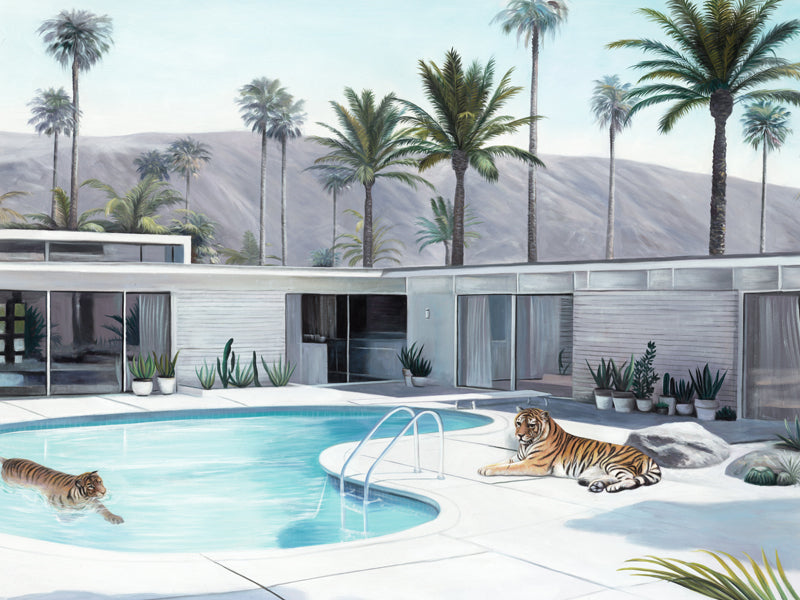 art-print-stretched-canvas-palms-springs-pool-tigers