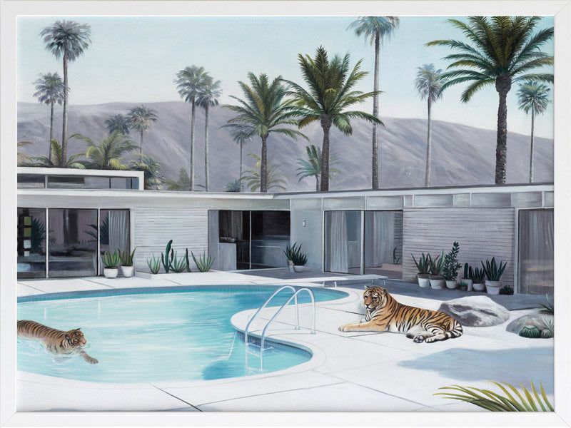 art-print-palm-springs-pool-tigers-white-frame