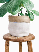 basketweave hessian fabric pot plant bag