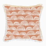 rainbow pattern fringed indoor outdoor cushion front