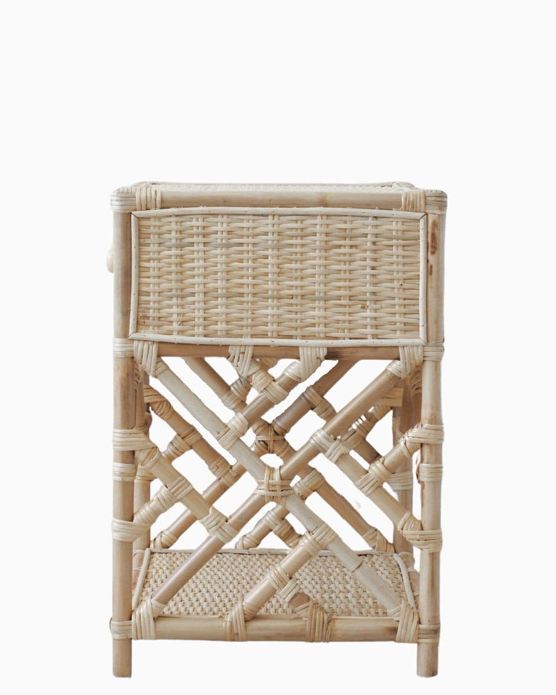 rattan bedside table with drawer side view