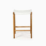 Teak and Leather Counter Stool | White