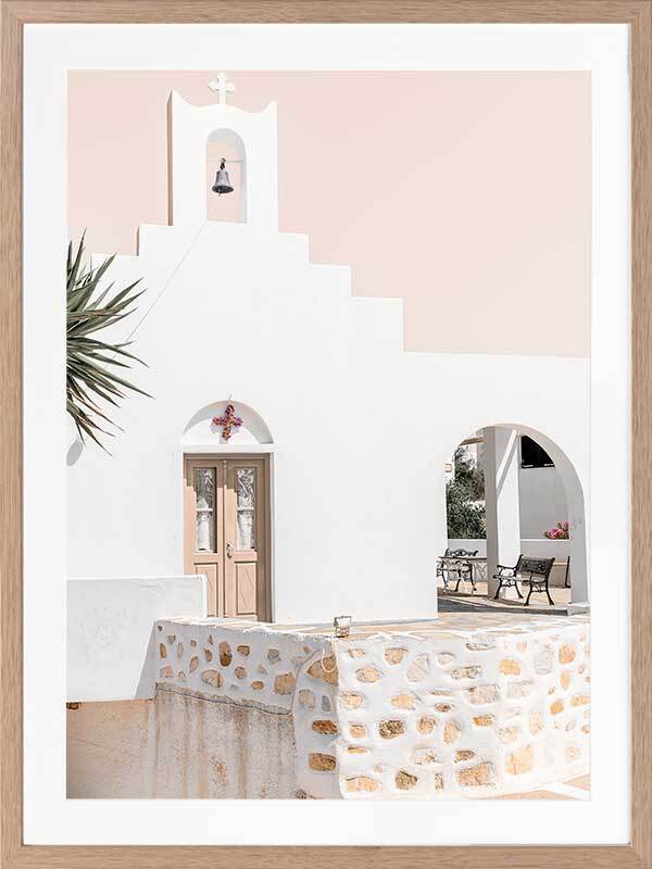 art-print-oak-frame-santorini-chapel-coastal