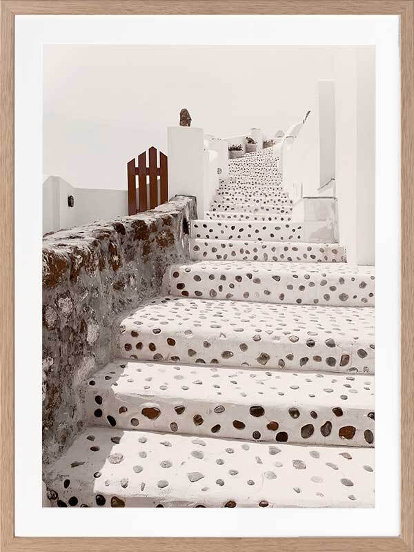 art-print-oak-frame-santorini-stairway