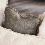 Fringed Linen Cushion | Stonewash Slate