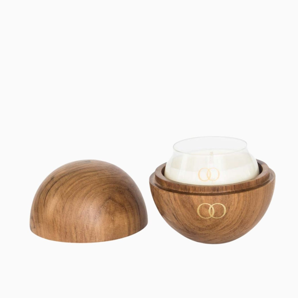 teak orb scented candle
