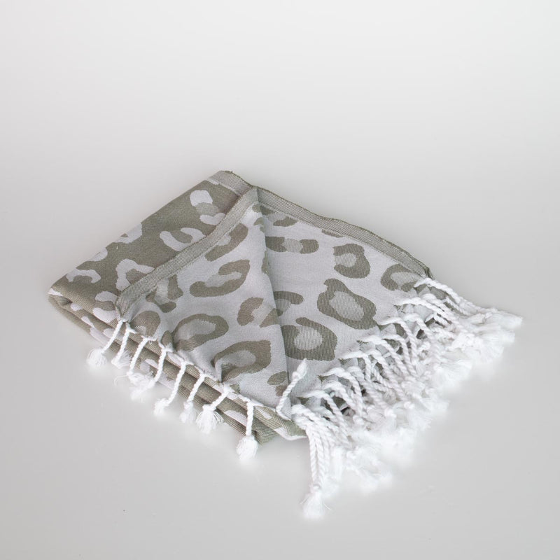 khaki leopard print Turkish cotton towel