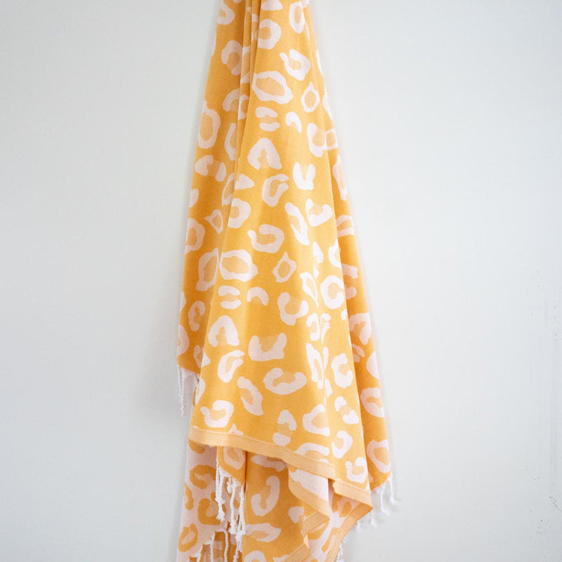 yellow leopard print Turkish cotton towel