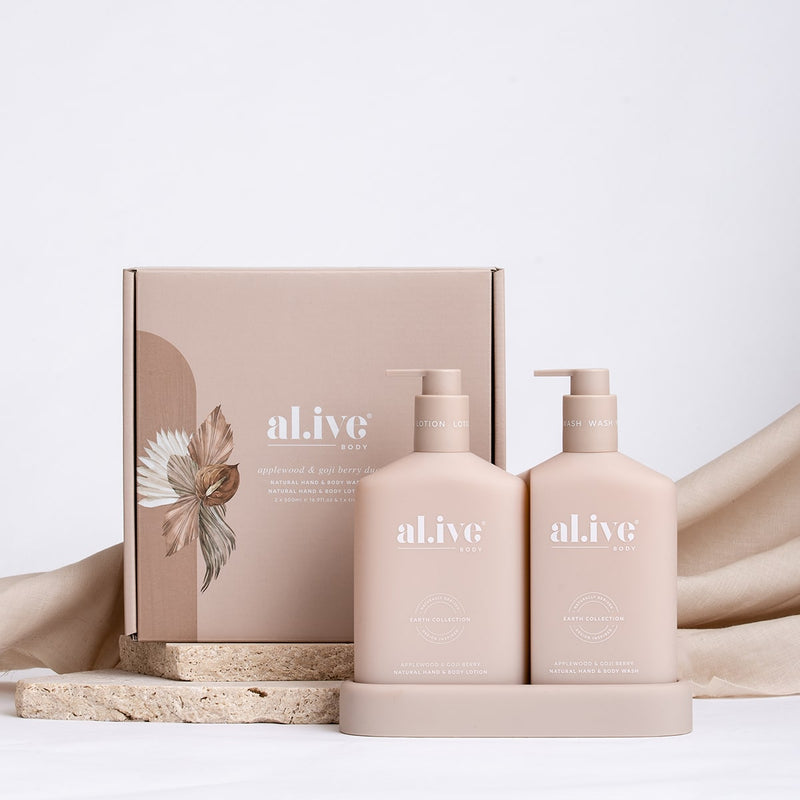 Alive hand and body wash and body lotion duo pack Applewood Goji Berry Al.ive